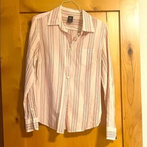 GAP Women's Casual Pink and White Striped Shirt, S